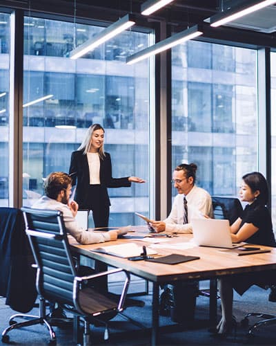 Team meeting in a modern office conference room