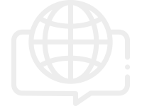 Global consulting icon with world map and speech bubble